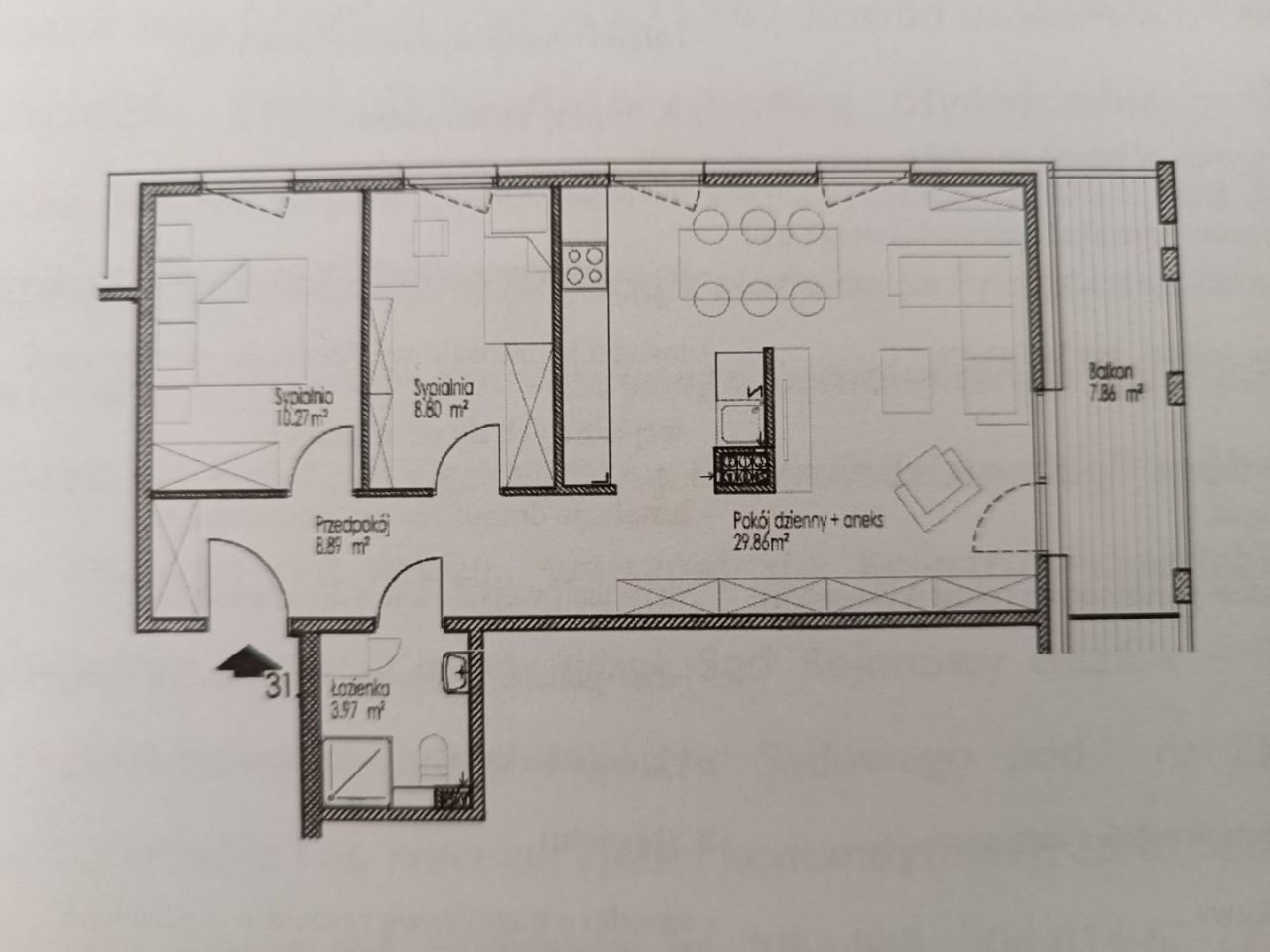 Mieszkanie 3-pokojowe-62,47m2,komórka lokatorska,: zdjęcie 94636310