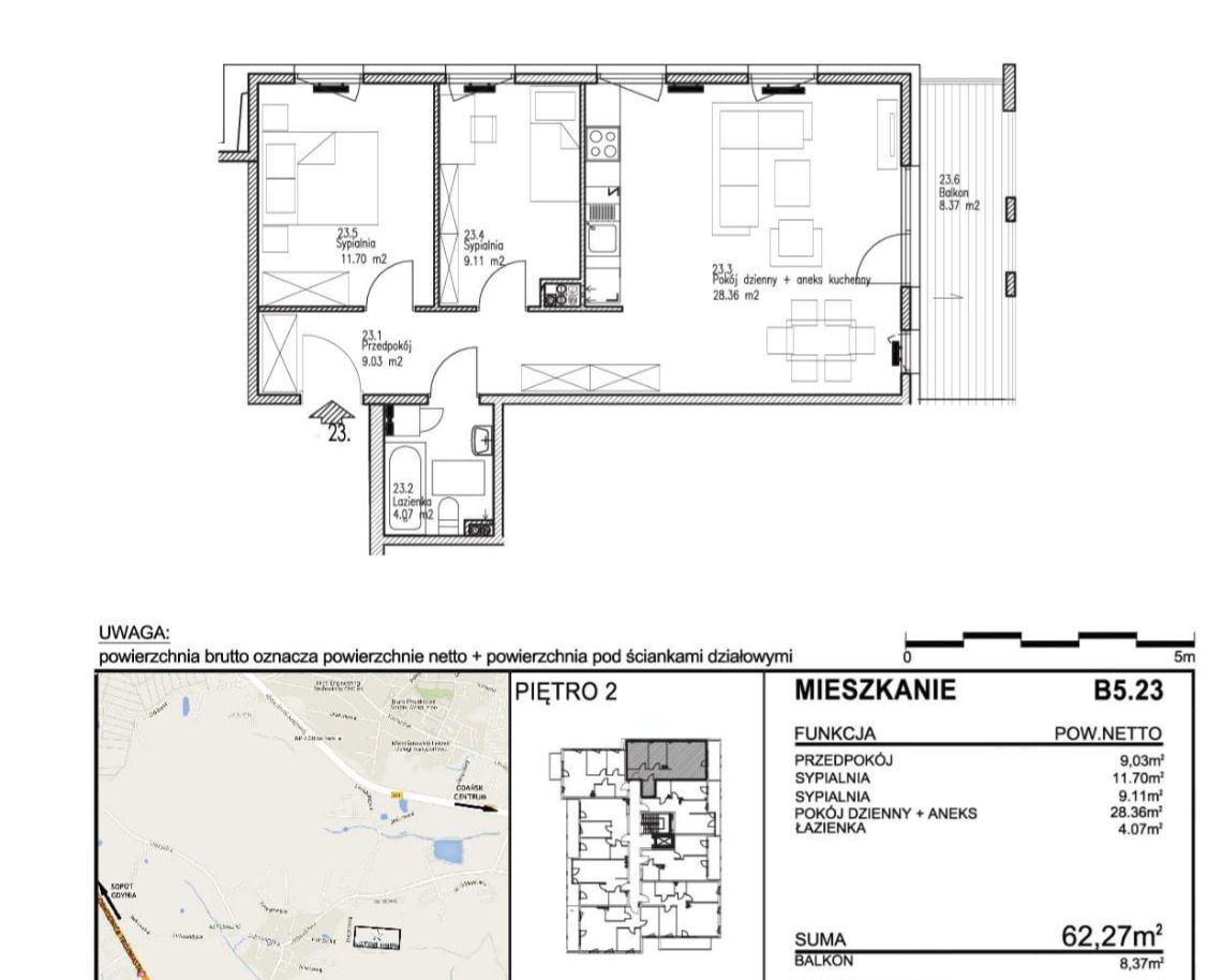 Mieszkanie 3-pokojowe 62,27 m2, Gdańsk Jasień: zdjęcie 94644842