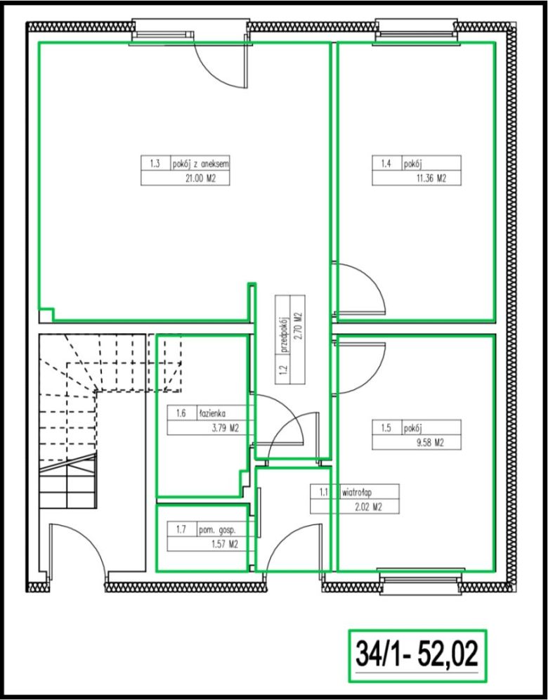 3 pokoje 52m2, ogródek 120m2, 2 miejsca postojowe: zdjęcie 94694824