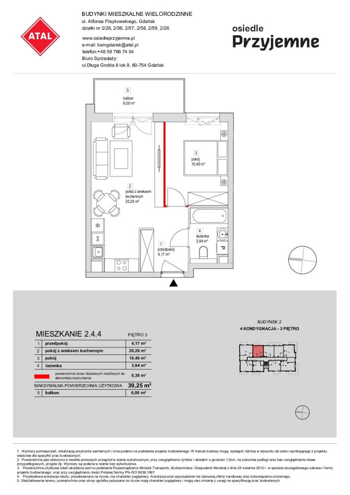 Osiedle Przyjemne Gdańsk, mieszkanie 2.4.4 39.2m<sup>2</sup> - ATAL: zdjęcie 94727497