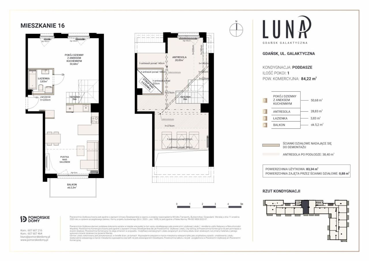 LUNA Gdańsk Galaktyczna dwupoziomowe 84 m2 do własnej aranżacji: zdjęcie 94742476