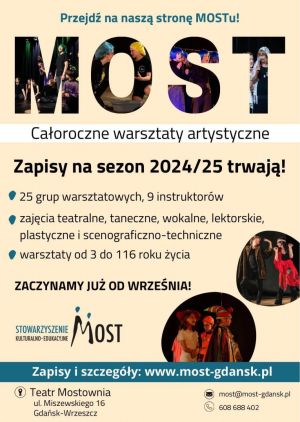 MOST warsztaty arstystyczne, Teatralne, wokalne, taneczne, plastyczne