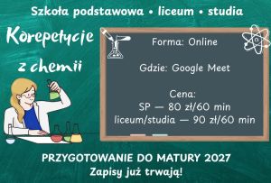 Korepetycje Chemia - ostatnie wolne terminy!: zdjecie 65879081