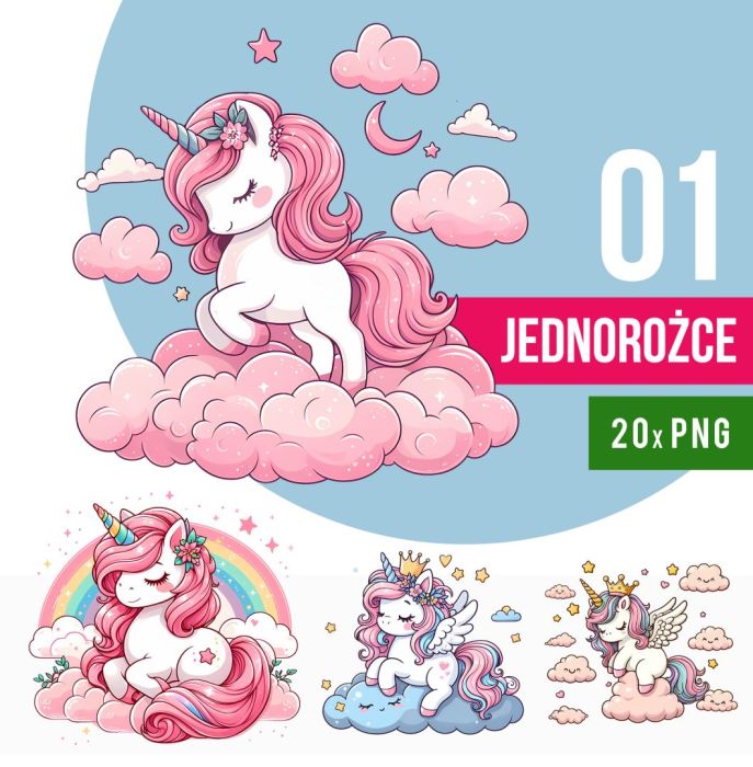 Jednorożec Kliparty Kolorowy PNG Rysunek Tęczowy Do Druku: zdjecie 95695419