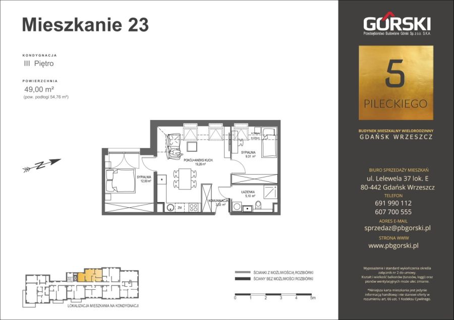 Mieszkanie 23, Pileckiego 5, 49,00 m²: zdjecie 99393197