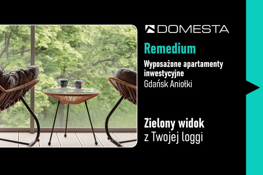 Remedium A.2.7 – 2 pokoje 42,84 m&sup2;, do 4 osób, duża loggia z widokiem na park, wyposażenie w cenie