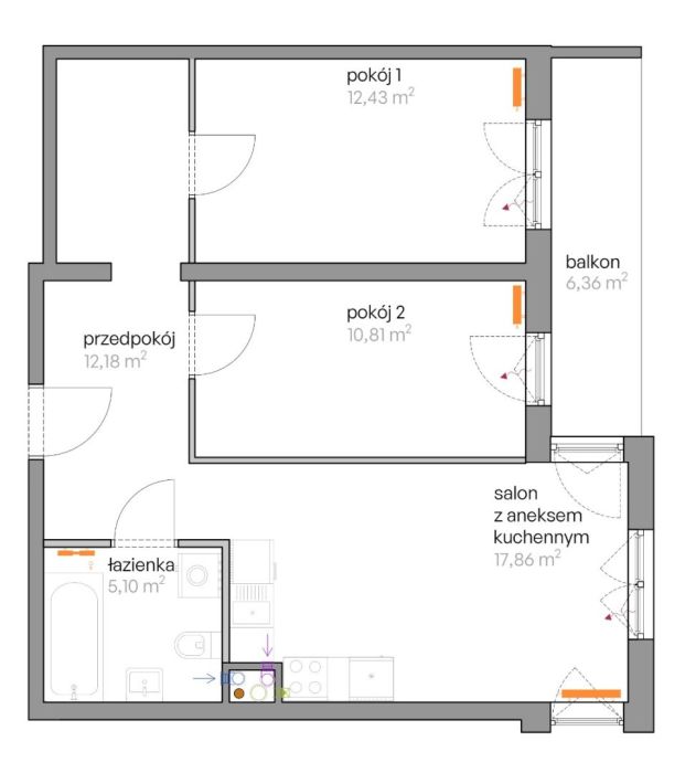 Zarezerwowane. Mieszkanie 3-pokojowe 60 m kw. + 2 miejsca postojowe.: zdjęcie 97203528