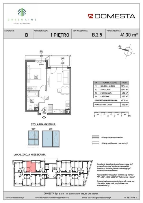 GreenLine B.2.5 - 2 pokoje 41.30 m&sup2; z loggią i widokiem na zalesione wzgórza morenowe: zdjecie 98776785