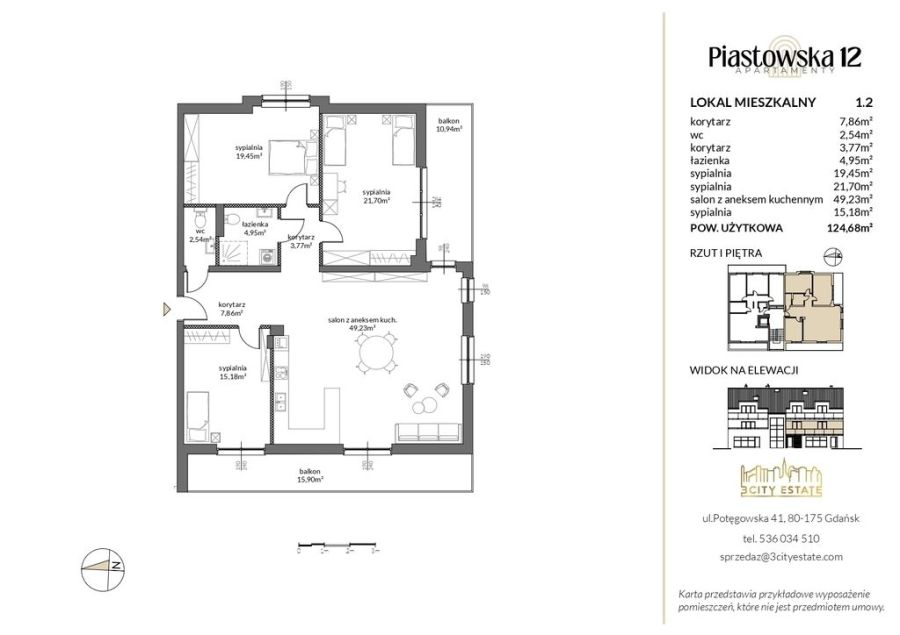 Apartament 124,73 m&sup2; - 4 pokoje - Pruszcz Gdański: zdjecie 98963871