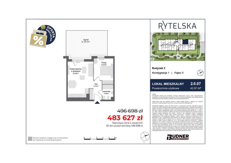 Promocja - Mieszkanie 2 pokojowe z ogródkiem - Rytelska!: zdjęcie 98764989
