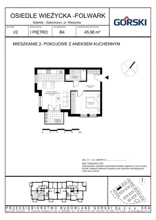 Mieszkanie B4, bud. 2, Wieżycka Folwark, 45,96 m²: zdjecie 99000868