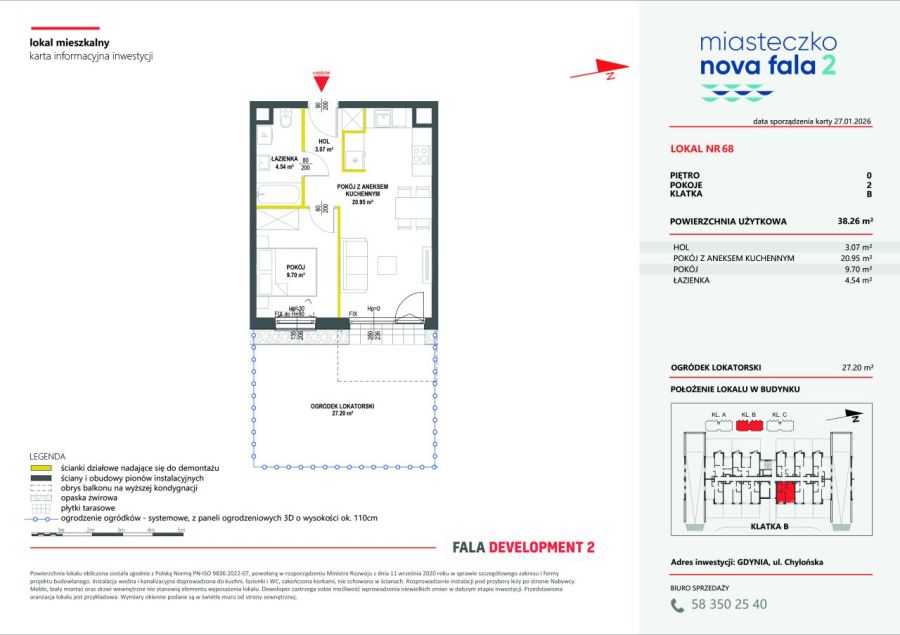 Mieszkanie 2 pokojowe z ogródkiem idealne na start!/Miasteczko Nova Fala: zdjecie 99410650