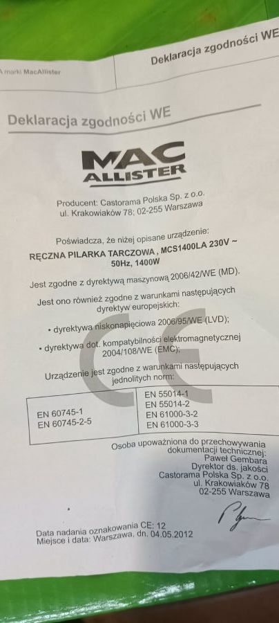 Pilarka tarczowa MAC MCS1400LA: zdjecie 98388047