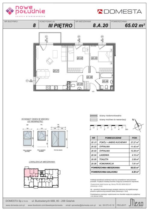 Nowe Południe 8.A.20 - 3 pokoje 65,02 m&sup2;, balkon, duże sypialnie, witrynowe przeszklenia: zdjęcie 98592181