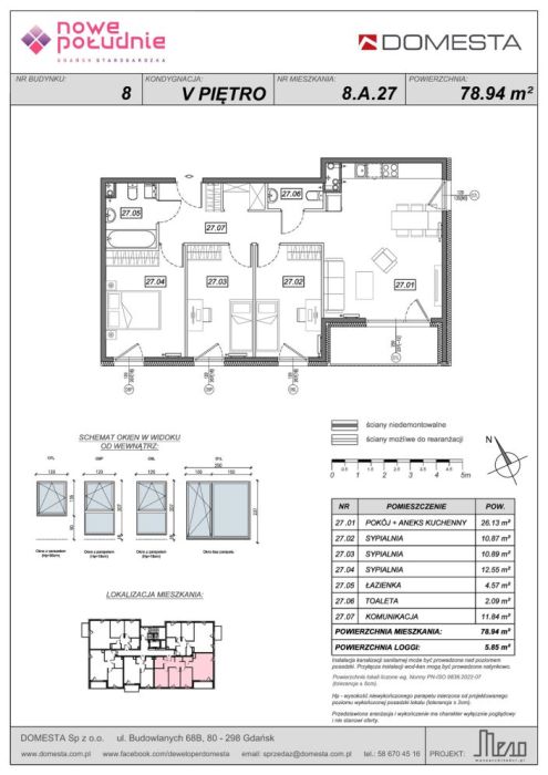 Nowe Południe 8.A.27 - 4 pokoje 78,94 m&sup2;, słoneczne, ostatnie piętro, loggia, pokój dla każdego domownika: zdjęcie 98592187