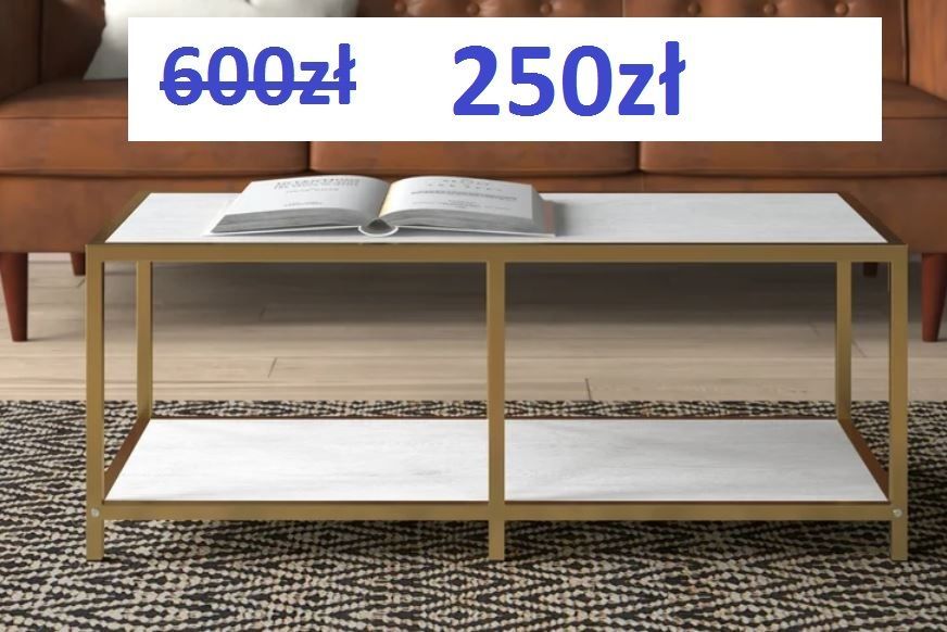 - 58% Nowy stolik kawowy firmy Mercury Row 110x50 cm  250zł: zdjęcie 98466547