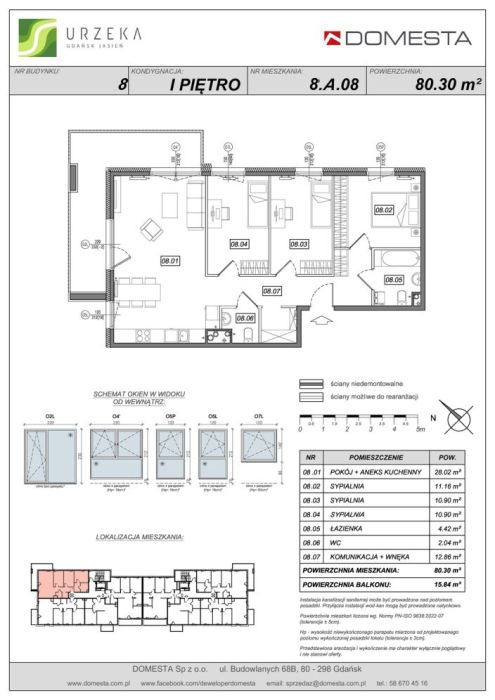 Urzeka 8.A.08 - 4 pokoje 80,30 m&sup2;, duży balkon, zielony widok na jar Potoku Oruńskiego: zdjęcie 98470565