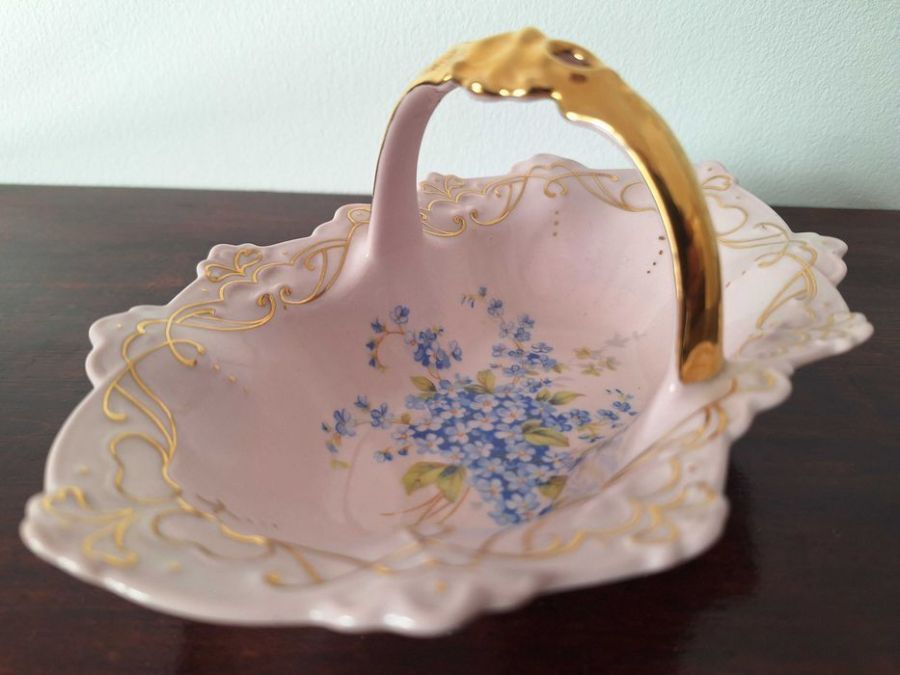 Patera koszyczek Haas&Czjzek H&C Chodau Różowa porcelana Czechosłowacj: zdjęcie 98543733