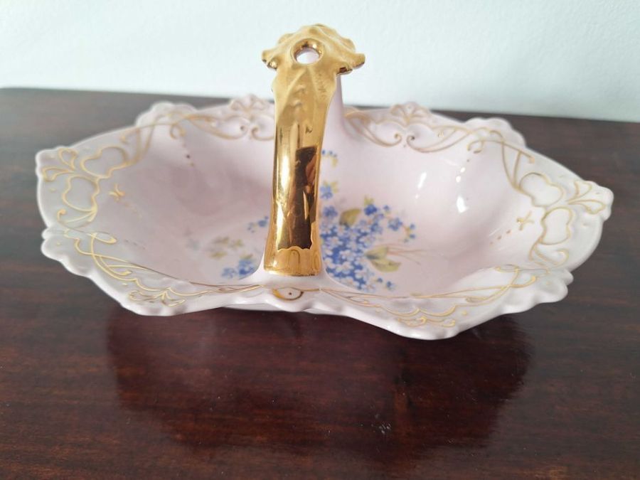Patera koszyczek Haas&Czjzek H&C Chodau Różowa porcelana Czechosłowacj: zdjęcie 98543734