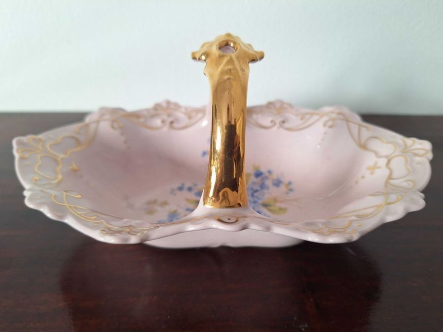 Patera koszyczek Haas&Czjzek H&C Chodau Różowa porcelana Czechosłowacj: zdjęcie 98543735
