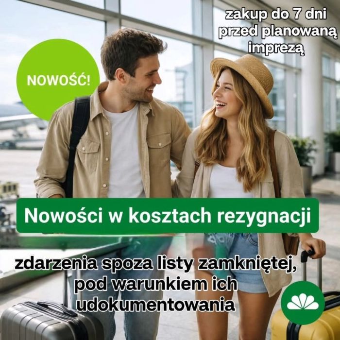 Nowość - koszty z rezygnacji, wycieczki, biletów- zakup do 7 dni przed