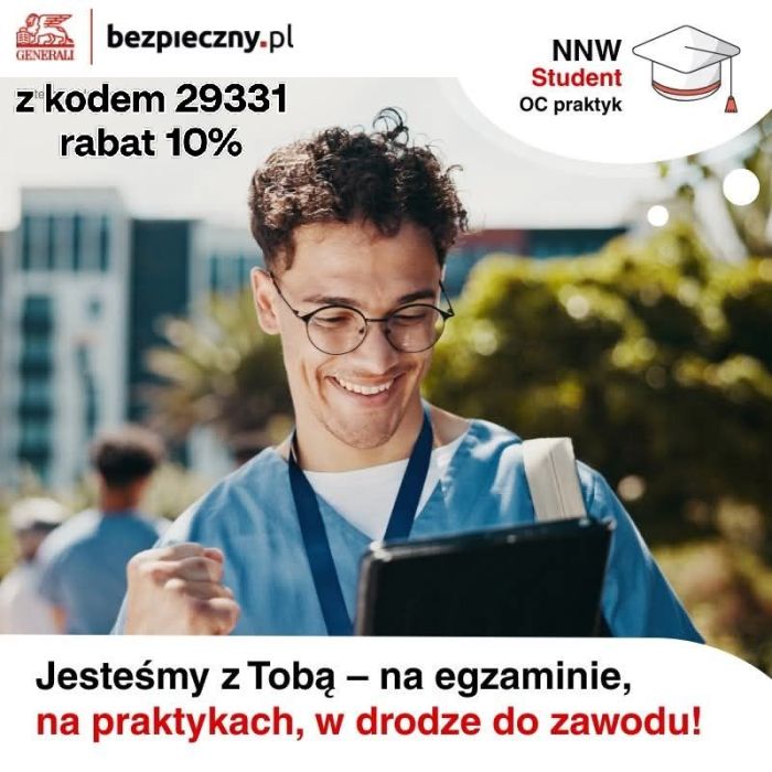 Ubezpieczenie NNW studenta, OC praktyk - z rabatem 10%