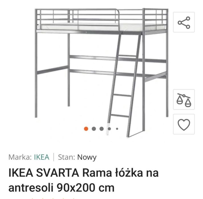 Pilnie sprzedam Łóżko piętrowe na antresoli Ikea: zdjecie 98555597