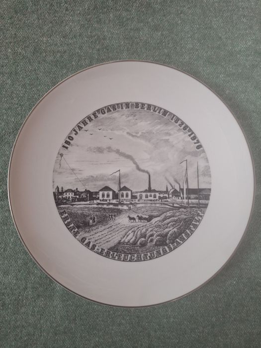 KPM Berlin porcelana talerz 150 Jahre Gas in Berlin Oświetlenie Gazowe: zdjęcie 98575160