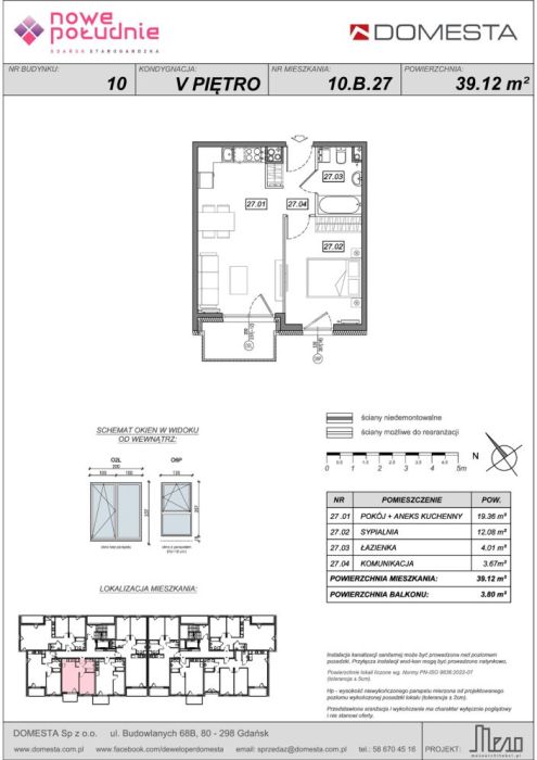 Nowe Południe 10.B.27 – 2 pokoje, 39,12 m&sup2;, słoneczne z dużym przeszkleniem: zdjęcie 98601321