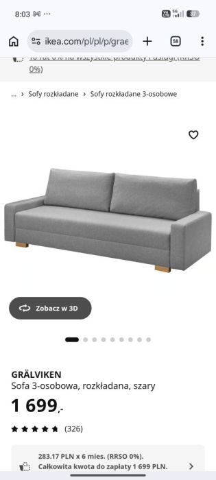 Sofa 3 osobowa rozkładana: zdjęcie 98619961
