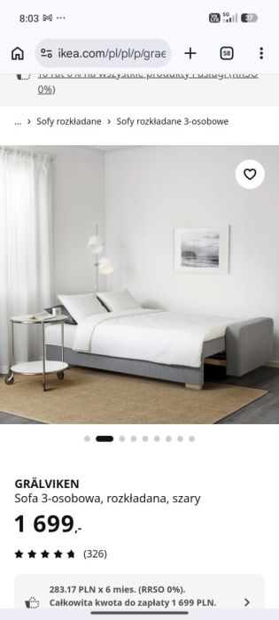 Sofa 3 osobowa rozkładana: zdjęcie 98619963