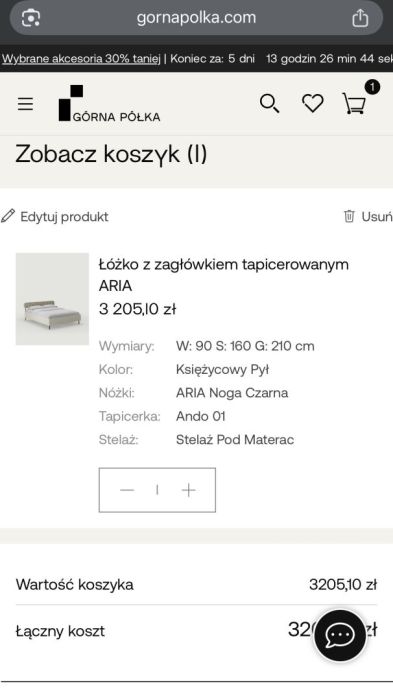Łóżko z zagłówkiem tapicerowanym ARIA: zdjecie 98637170