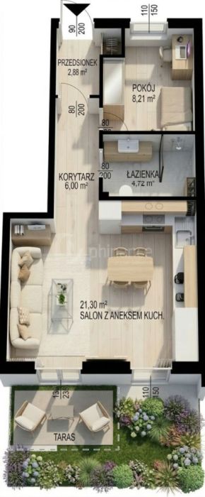 Ostatnie 2 pokoje Gotowe 43m2 ogródek taras: zdjęcie 98762364
