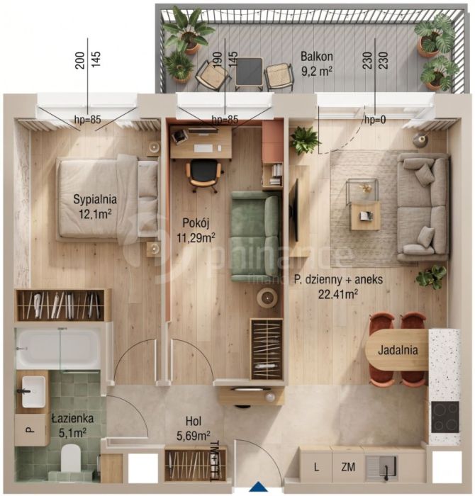Ciche 57m2 nowoczesne zachód SKM infrastruktura: zdjecie 98664705