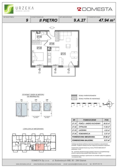 Urzeka 9.A.27 - 2 pokoje, 2 piętro, 47,94 m&sup2;, duże, słoneczne i z wieloma możliwościami aranżacji: zdjęcie 98702692