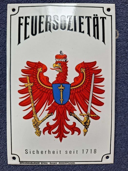 Szyld tabliczka emaliowana Feuersozietät niemiecka straż pożarna