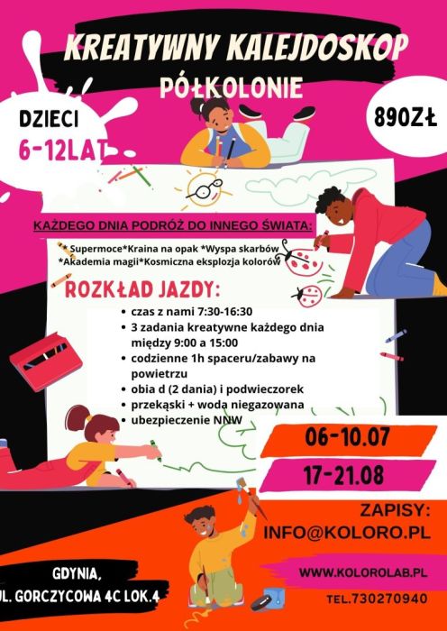 Półkolonie dla dzieci 6-12lat Kreatywny Kalejdoskop