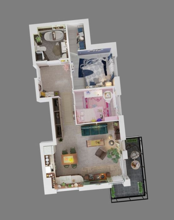 3 pokoje | 56,58 m&sup2; | Balkon | Deweloper: zdjecie 98812189