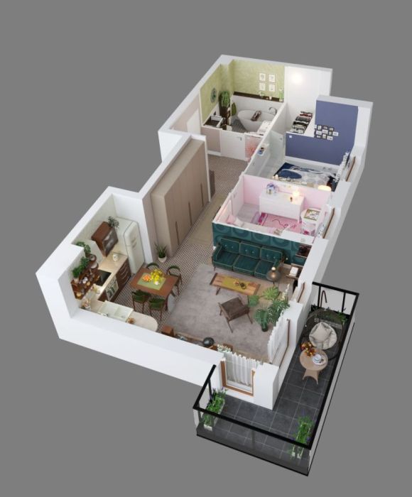 3 pokoje | 56,58 m&sup2; | Balkon | Deweloper: zdjecie 98812191