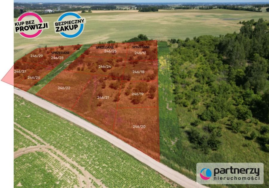 Działki mieszkaniowa 19 km od Gdańska w Bielkówku