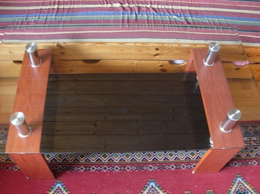 Stolik do kawy z półką i blatem szklanym 70x120cm. wys. 51 cm. uzywane: zdjecie 98971550