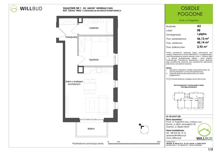 2-pok. 45m&sup2; + duży balkon, Pogodne Puck: zdjecie 98992304