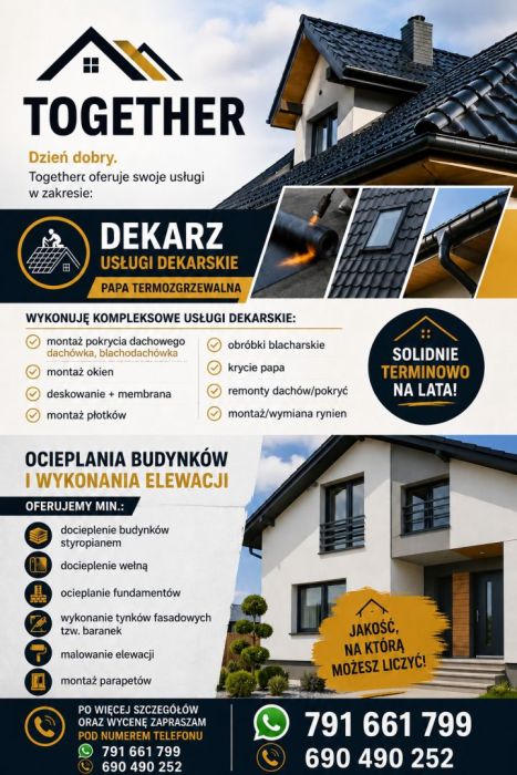 Dekarz, usługi dekarskie -Ocieplania budynków i wykonania elewacji.