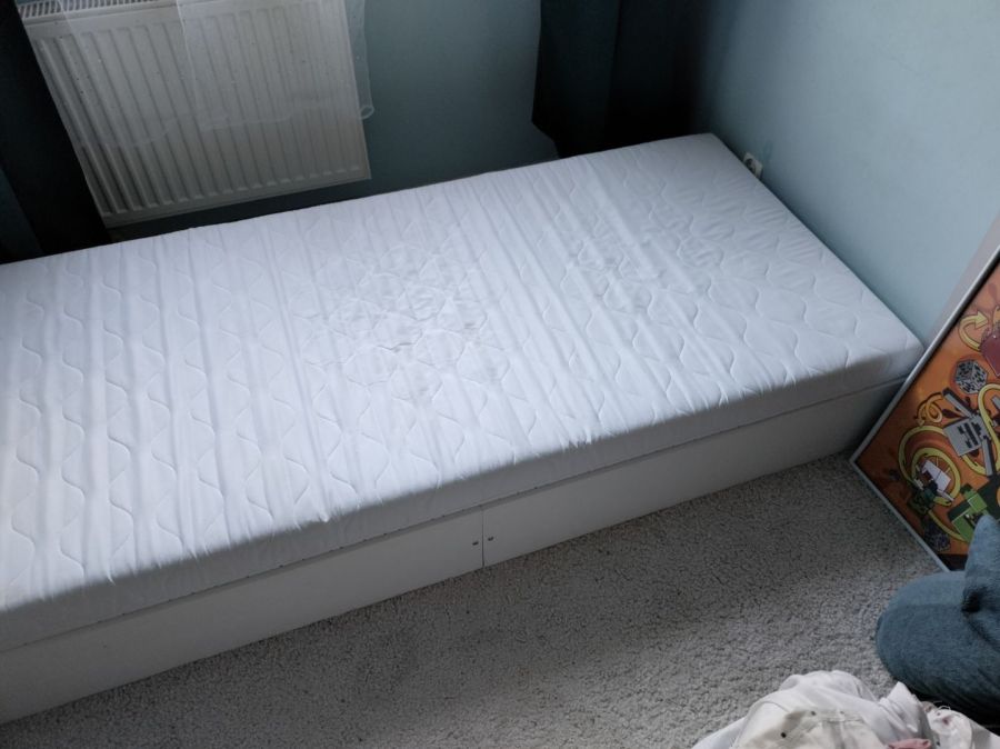 Biała, drewniana rama 90x200 + materac: zdjecie 99025769