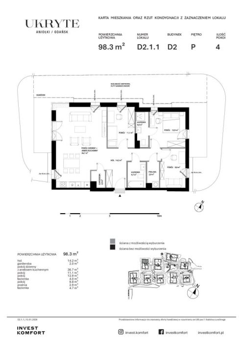 Mieszkanie 4-pokojowe 98,3m2 Gdańsk Aniołki Invest Komfort: zdjecie 99053040