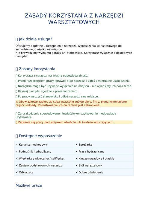 Garaz warsztat kanał na godziny z narzędziami: zdjecie 99055884