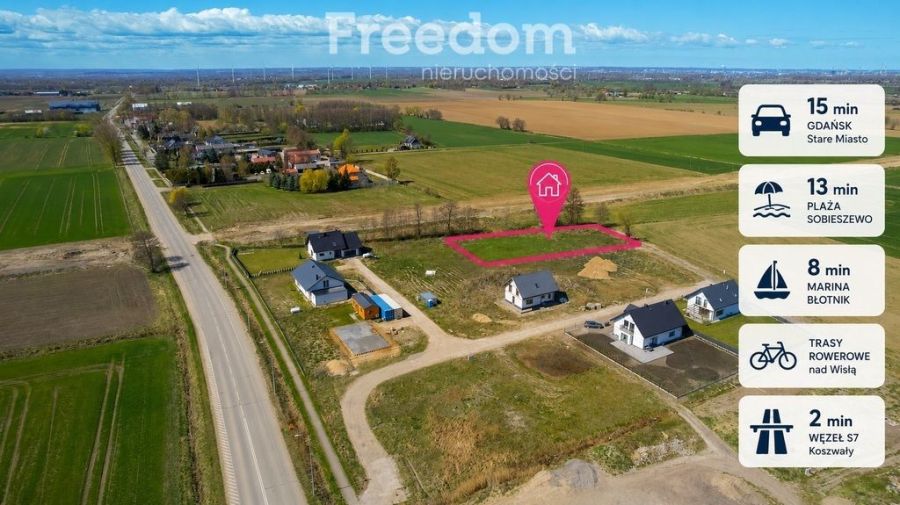 Duża działka budowlana 1878 m&sup2; | 15 min od Gdańska