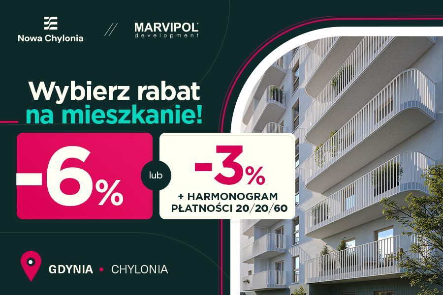 Wybierz rabat: -6% lub -3% + harmonogram 20/20/60 | 4 pokoje
