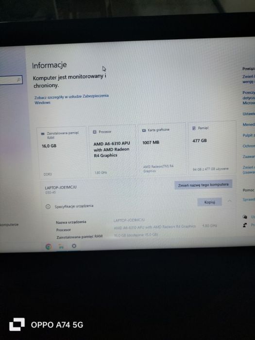 laptop lenovo 16gb ram ssd 512gb grafika 1gb syste: zdjecie 99164821