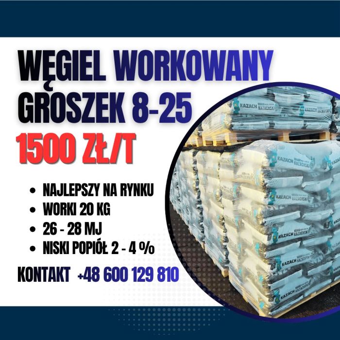 Węgiel workowany Groszek 8-25 | 26-28 MJ | Kazachs: zdjecie 99214405